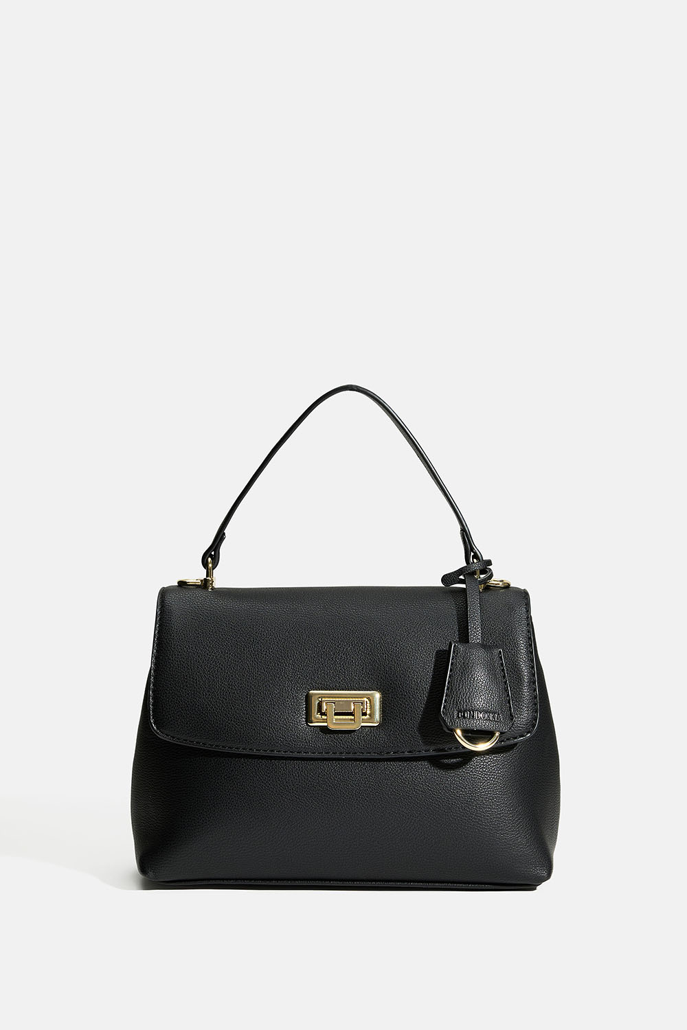 Taske med håndtag i sort imiteret læder