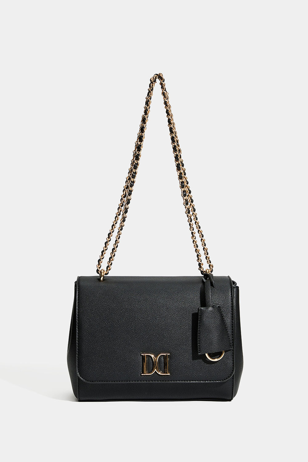 Sort taske med guldfarvet skulderrem