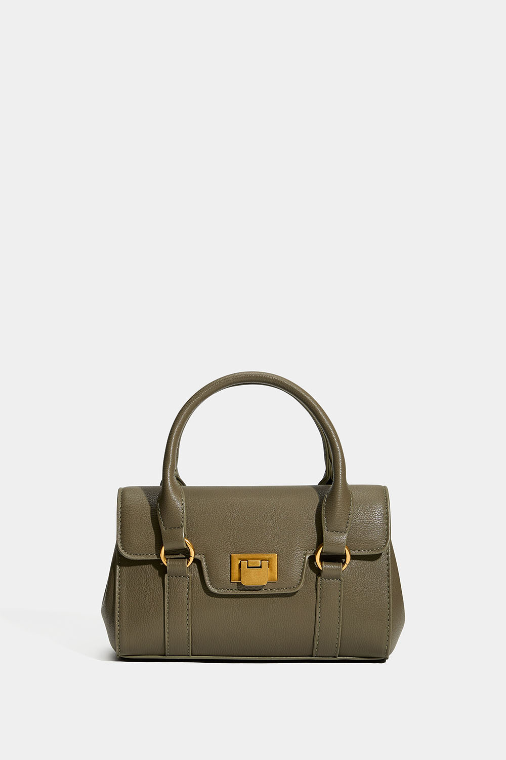 Lille grøn håndtaske med dobbelte hanke