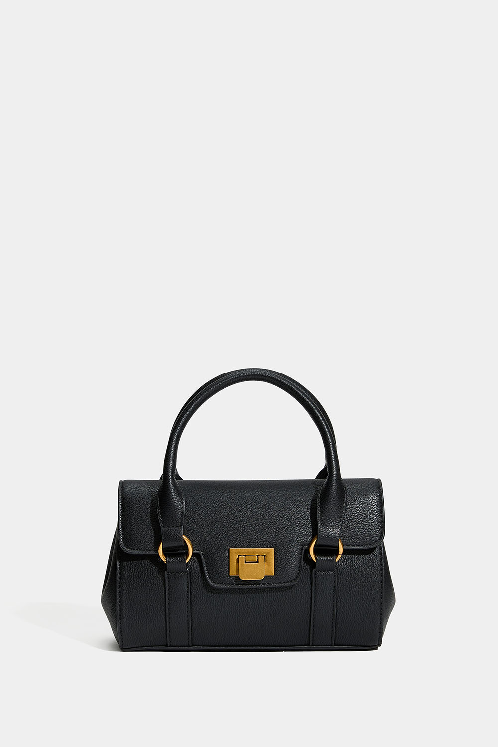 Lille sort håndtaske med dobbelte hanke