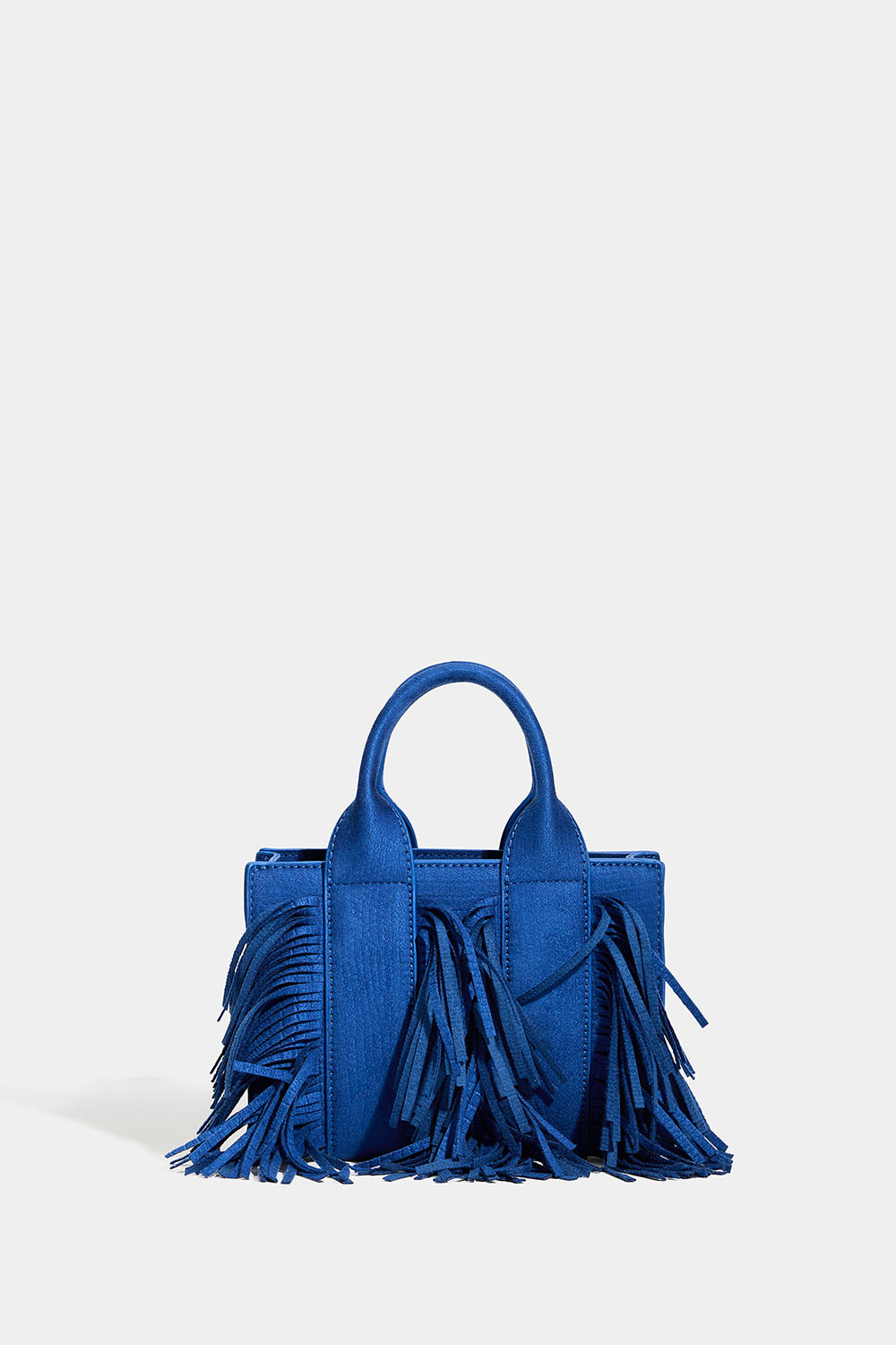 Lille blå taske med frynser