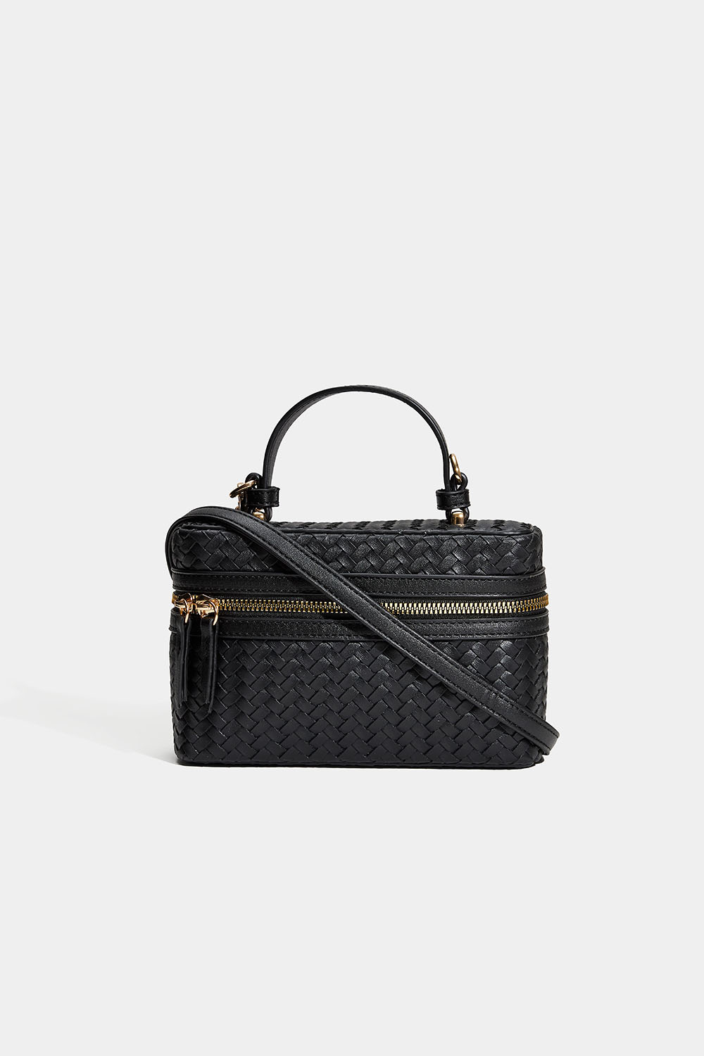 Sort crossbody med flettet design