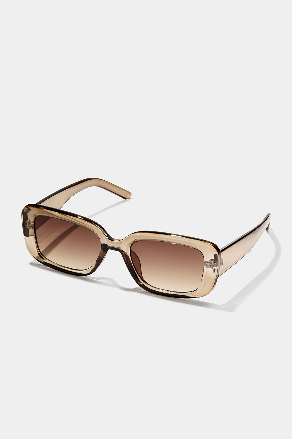 Firkantede solbriller med gennemsigtigt lysebrunt stel