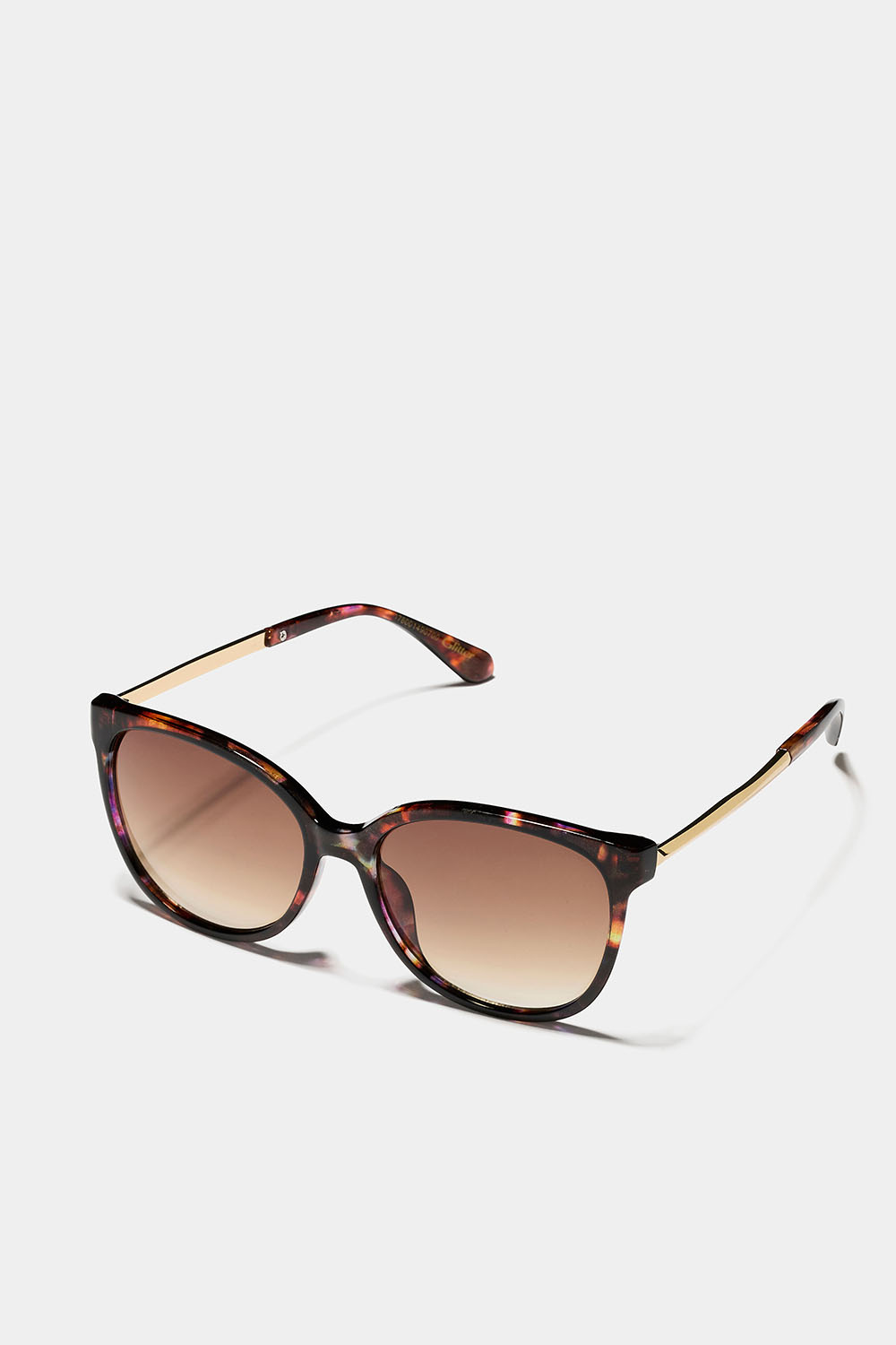 Skildpaddemønstrede solbriller med guldfarvede stænger