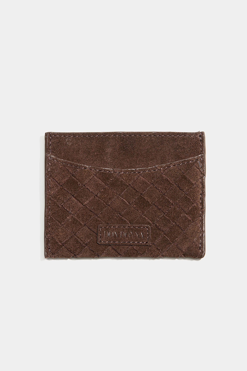 Flettet kortholder i brunt ruskind