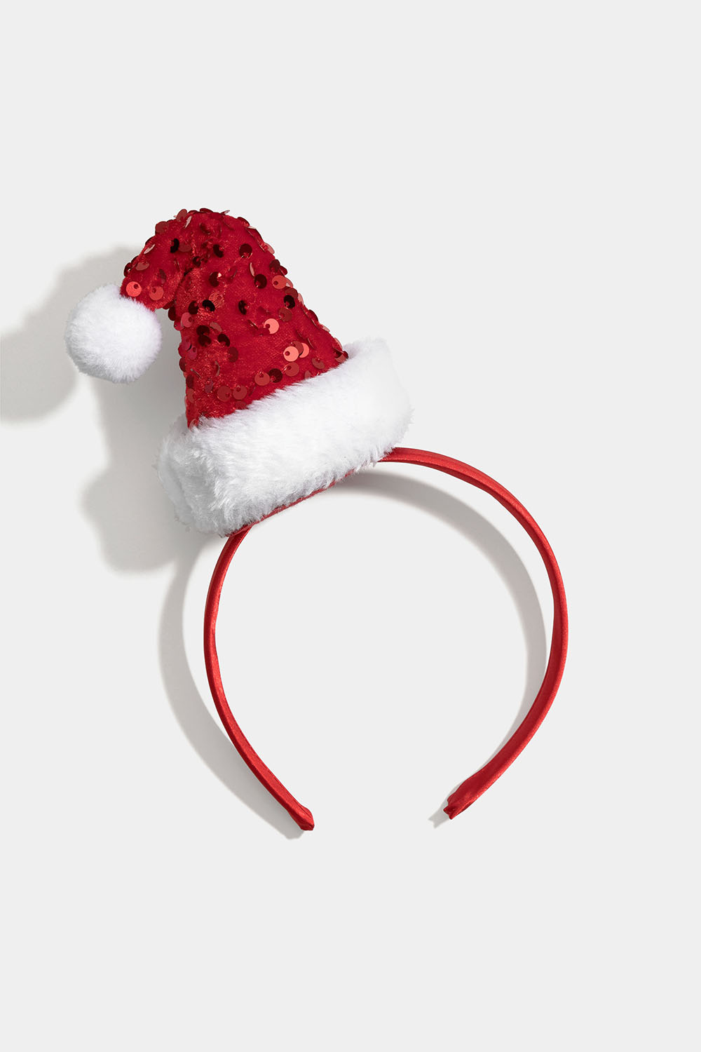 Hårbøjle med nissehue i fløjl og pailletter
