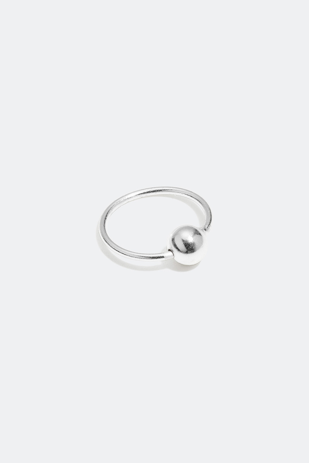 Næsepiercing i ægte sølv, ring med kugle, 0,8 cm