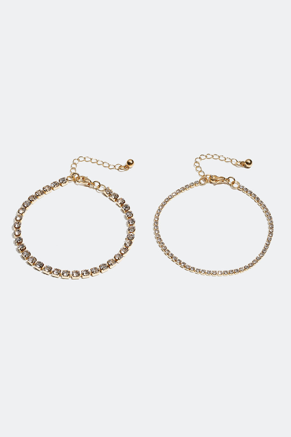 Guldfarvede rhinstensarmbånd, 2-pak