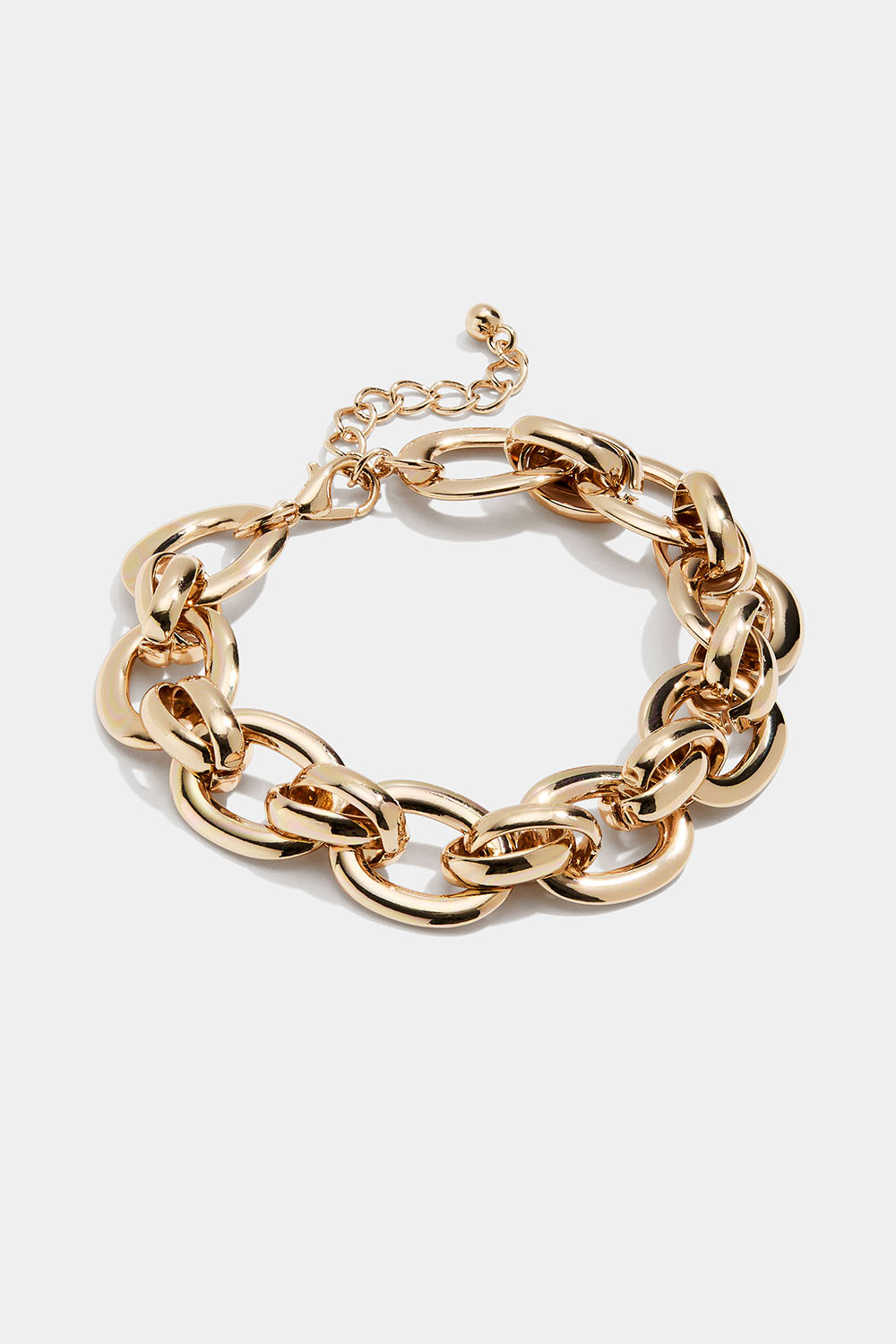 Kædearmbånd med ovale flade led, guldfarvet