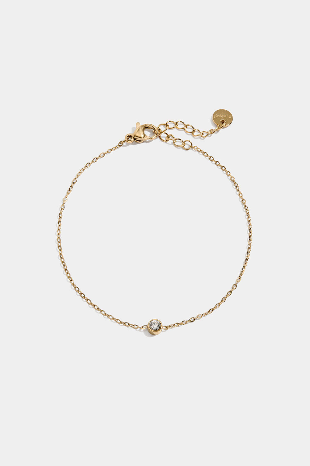 Tyndt kædearmbånd i stål med 18 karat guld med kubisk zirkonia