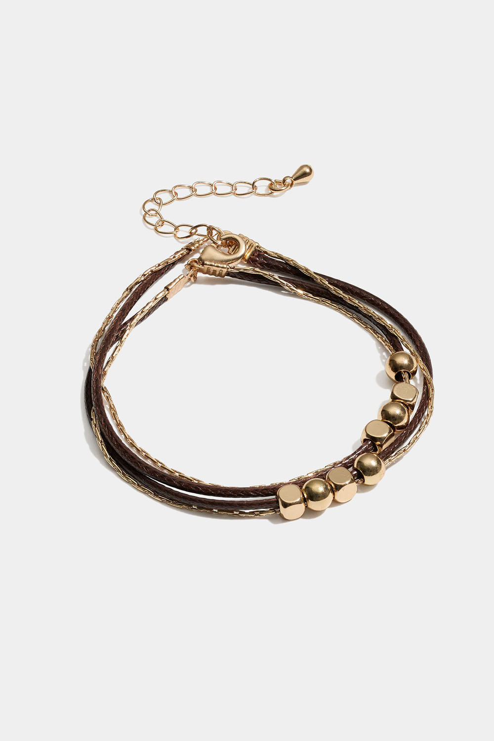 Armbånd med kæde, reb og guldperler