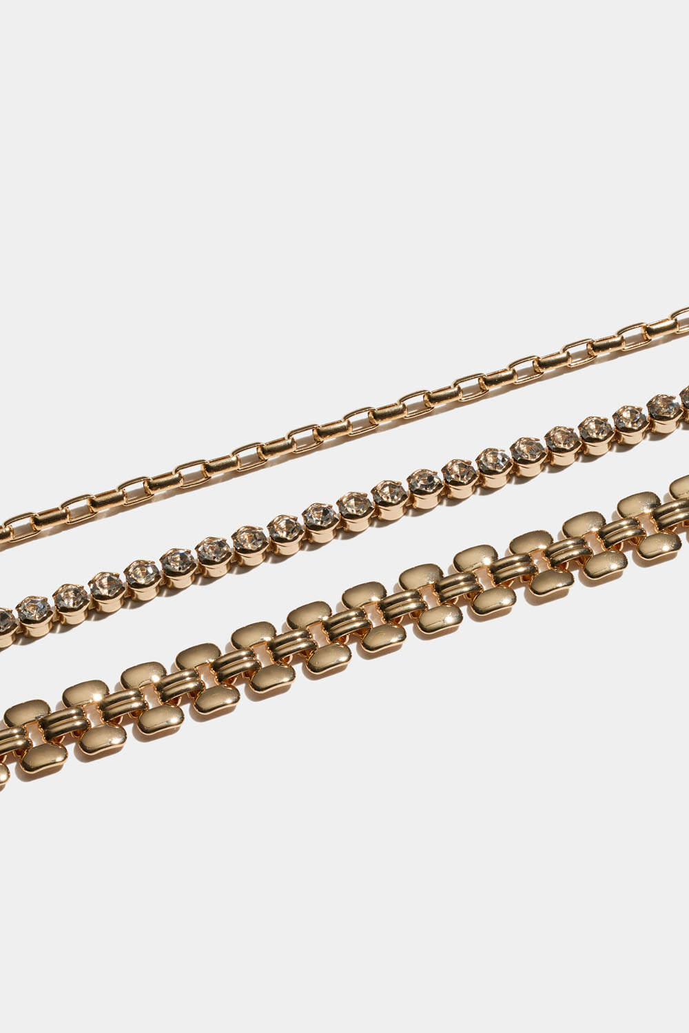 Guldfarvede kædearmbånd med similisten, 3-pak