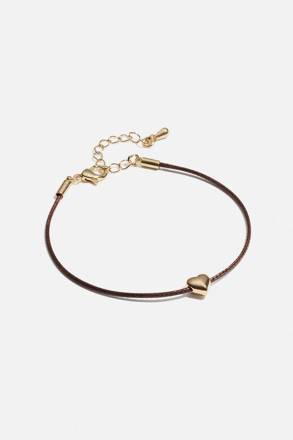 Armbånd med hjerte og brunt bånd