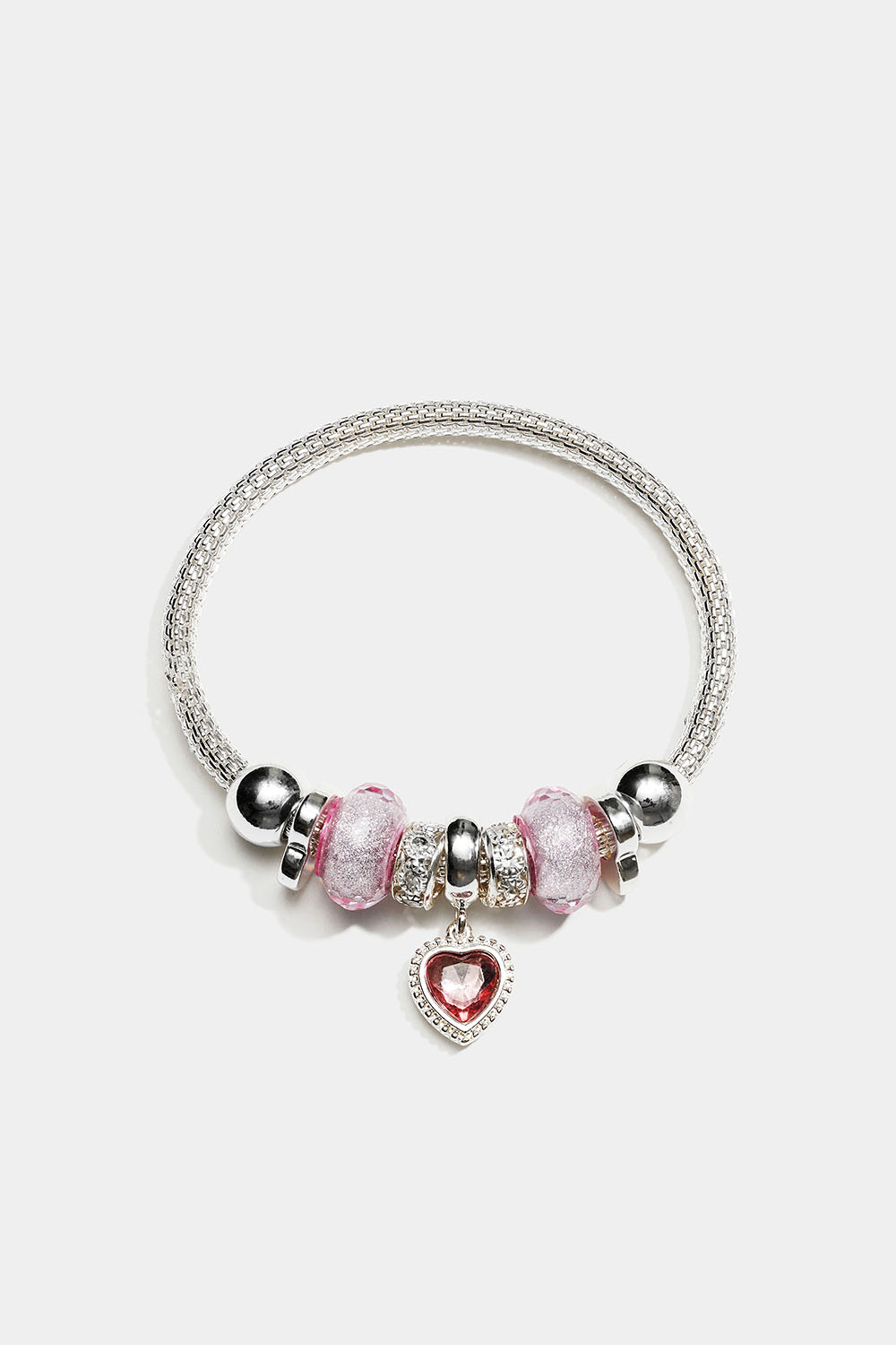 Elastisk armbånd med vedhæng i lyserøde detaljer
