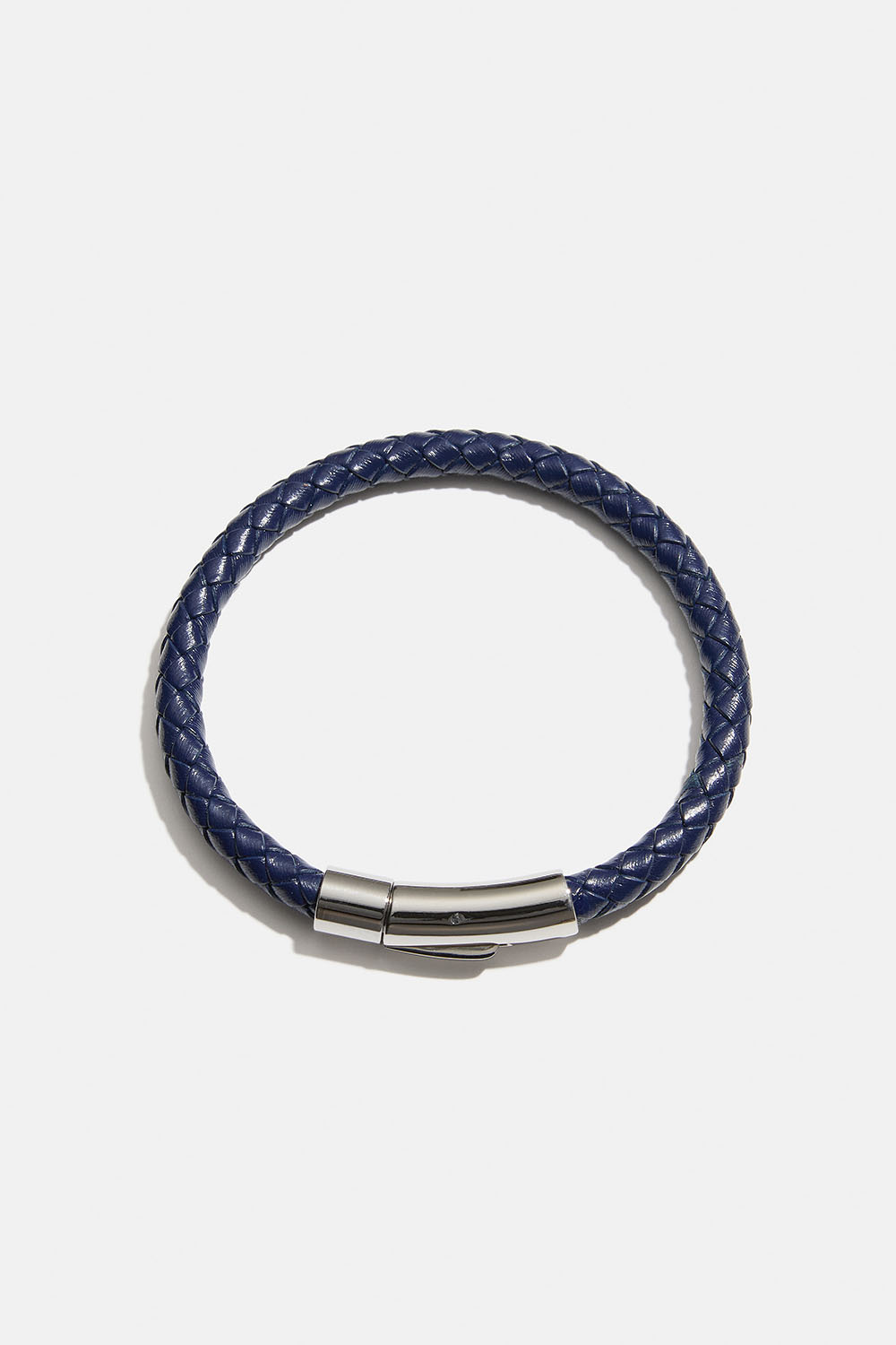 Mørkeblå læderrem med stålspænde