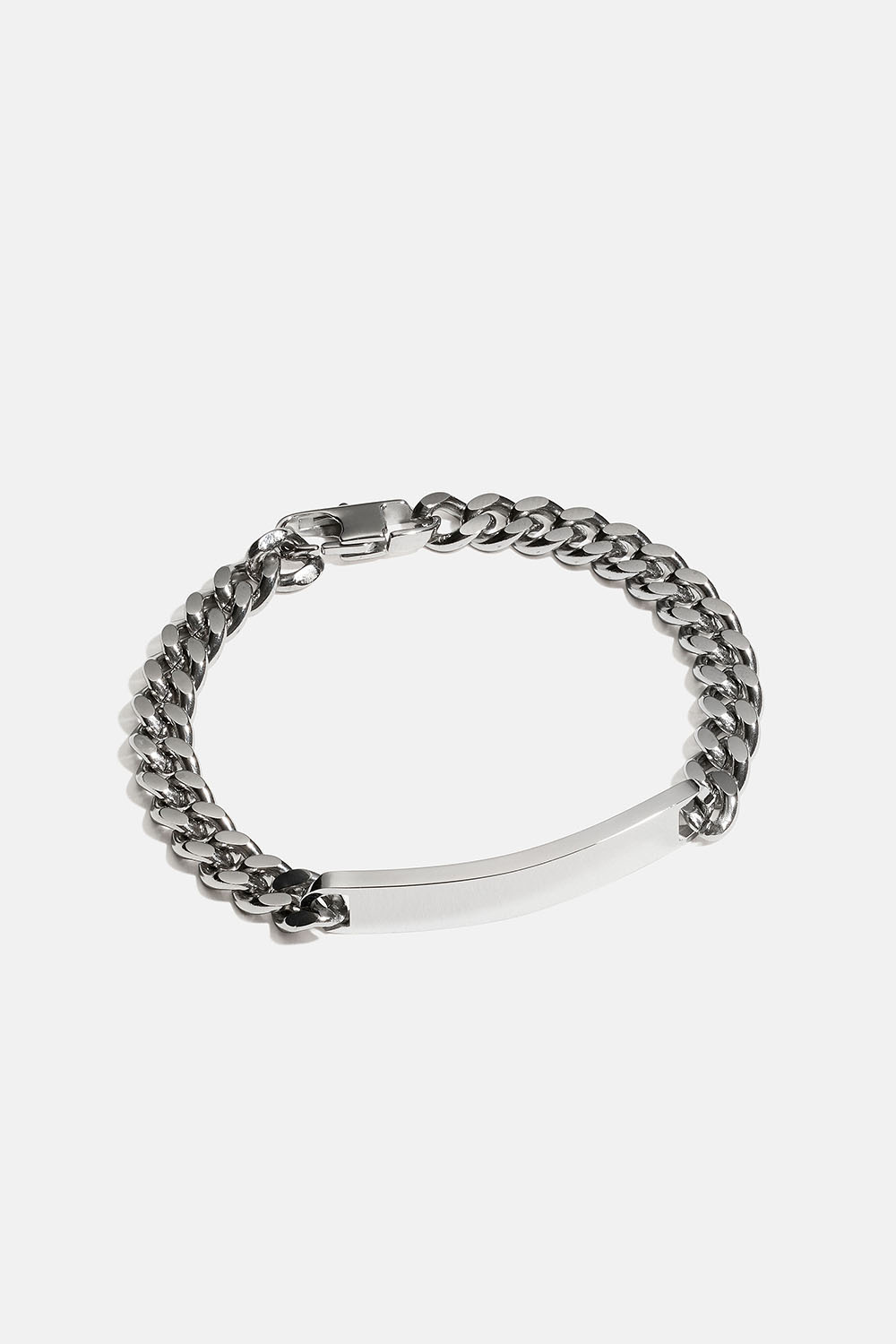 Bredt kædearmbånd med stålplade