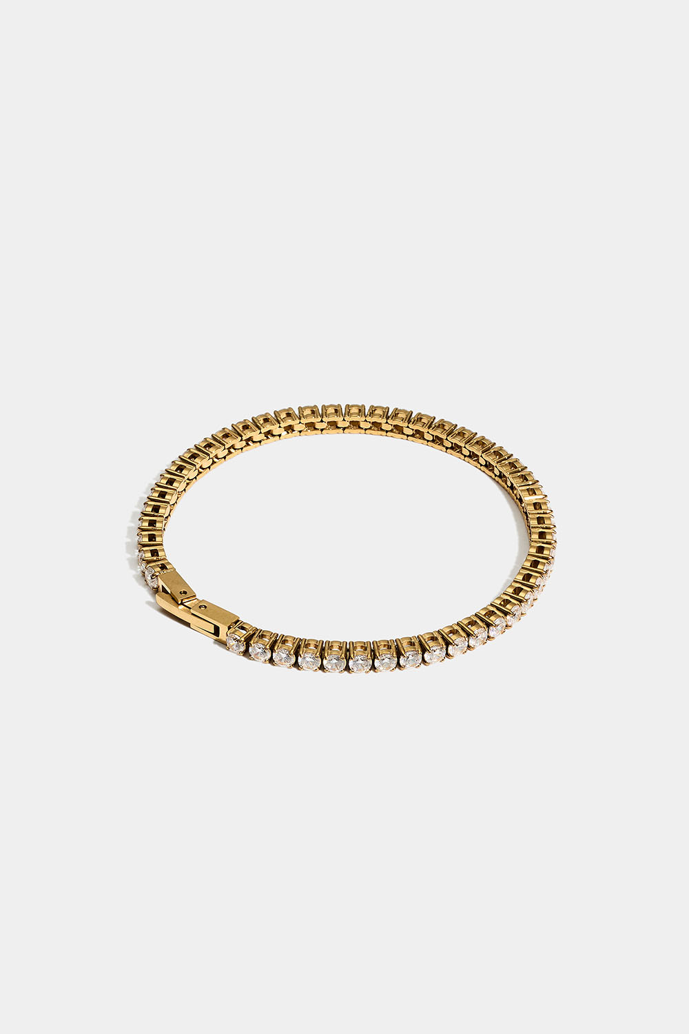 Bredt tennisarmbånd i 18 karat forgyldt stål med Cubic Zirconia