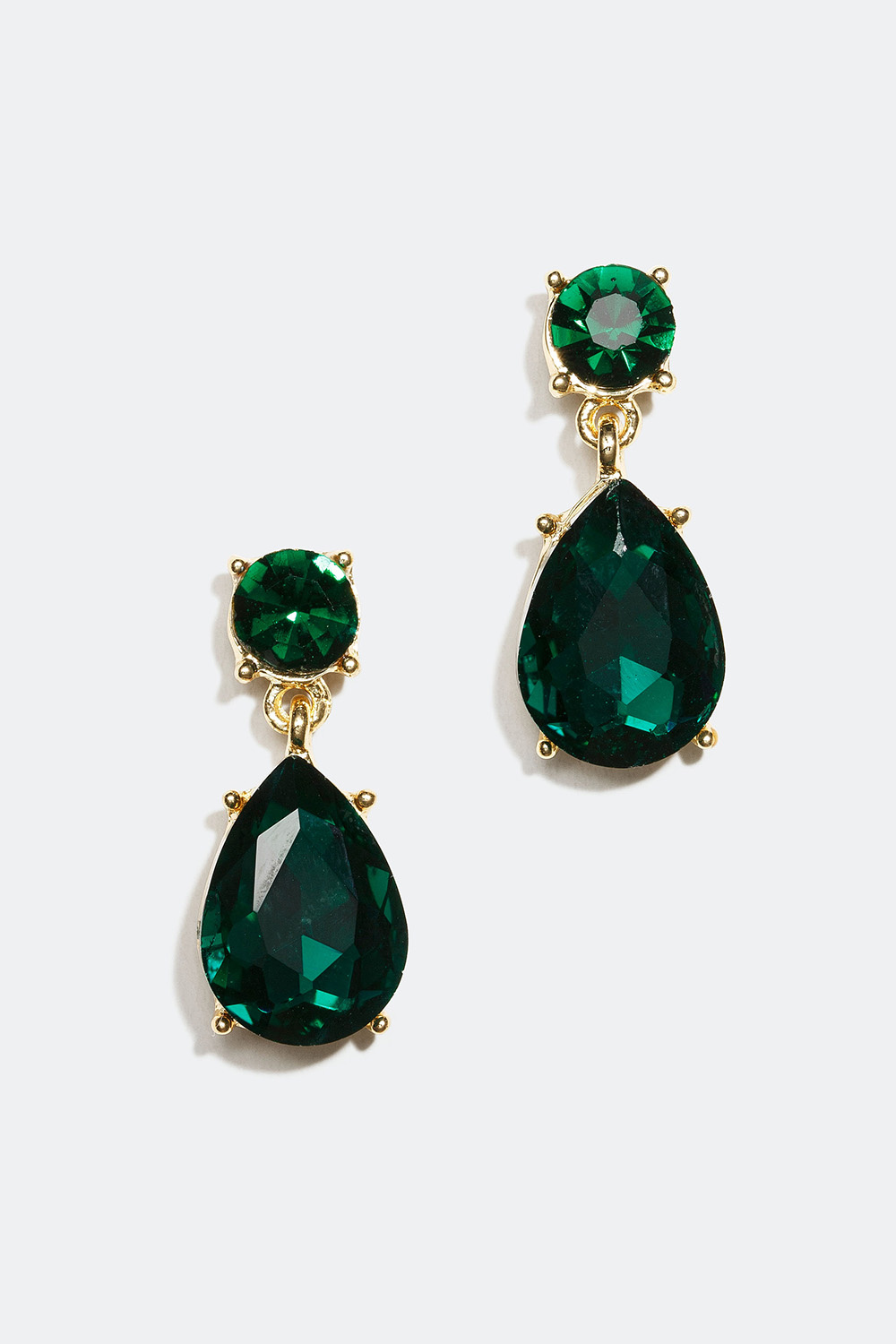 Grønne øreringe med dråbeformet vedhæng