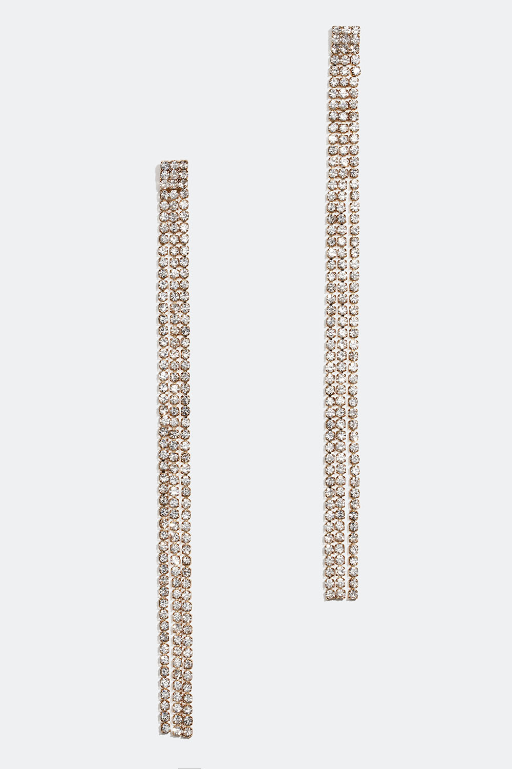 Guldfarvede øreringe med tre rhinstensled