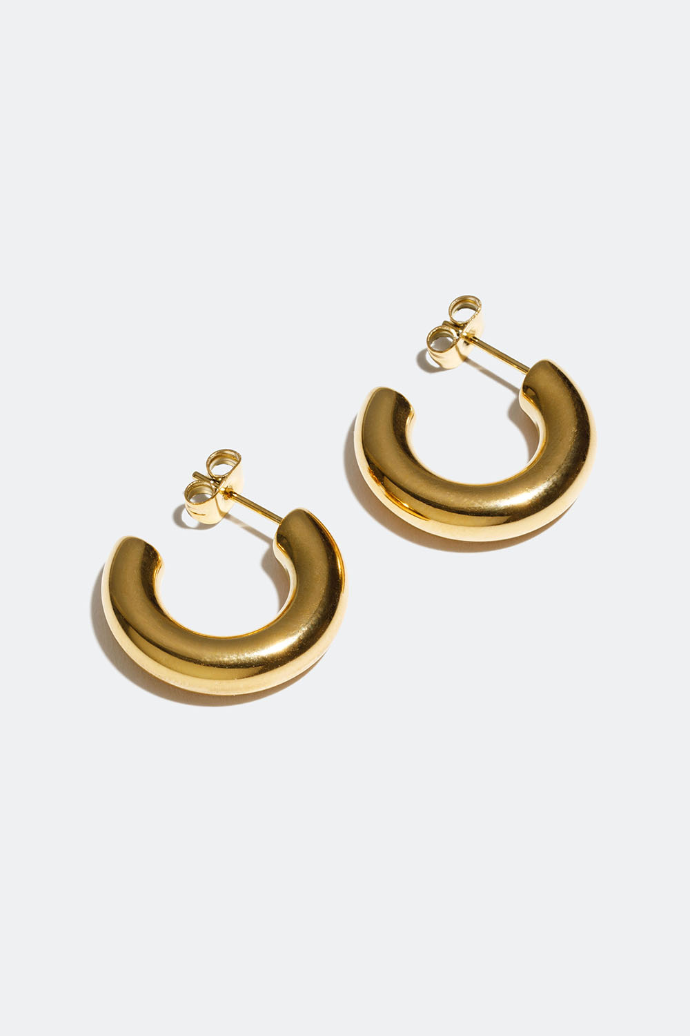 Chunky hoops i stål med 18k guld