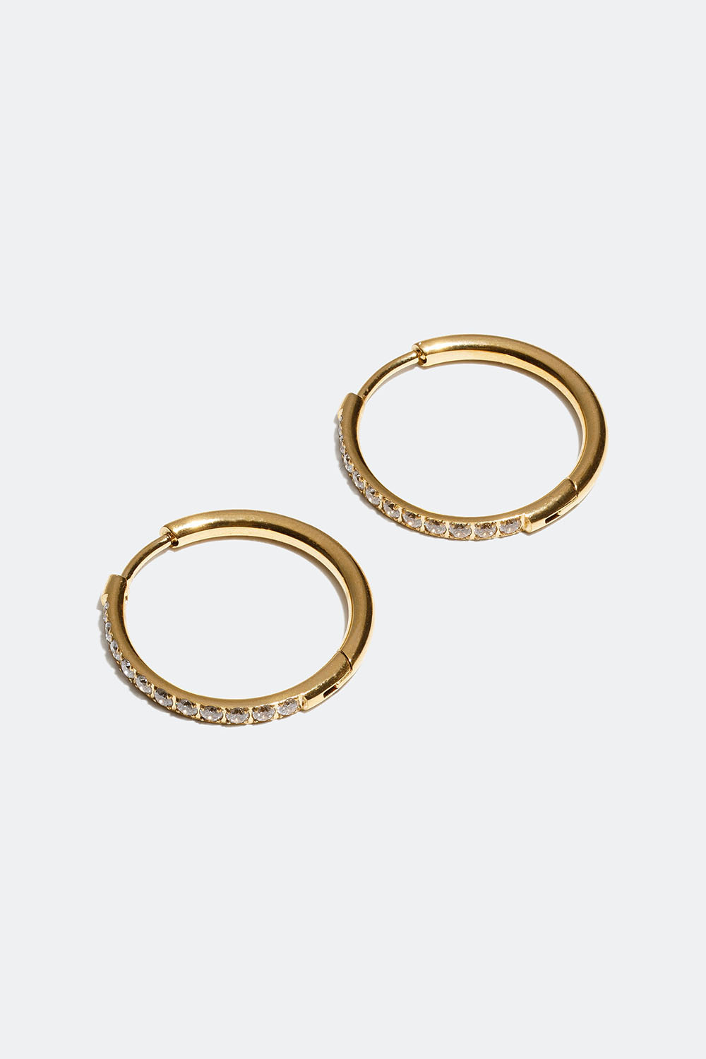 Hoops i stål med 18 karat guld med Cubic Zirconia