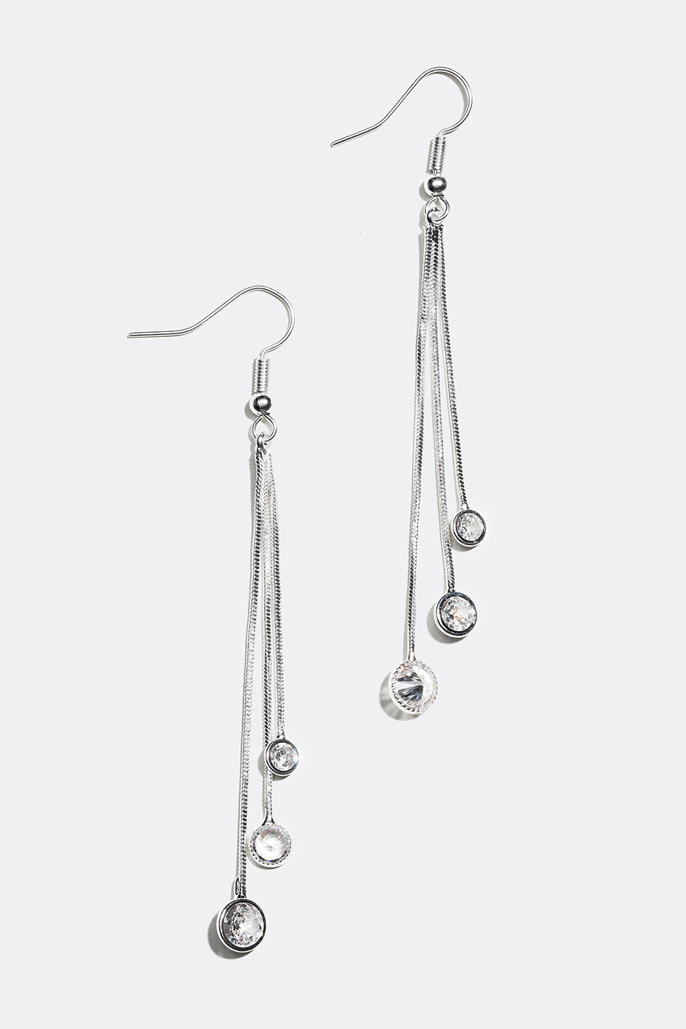 Lange øreringe med led og runde glassten