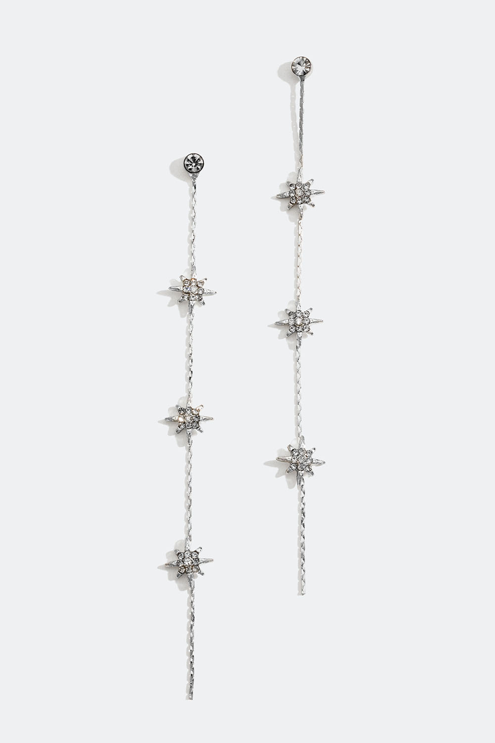Lange kædeøreringe med stjerner og glassten