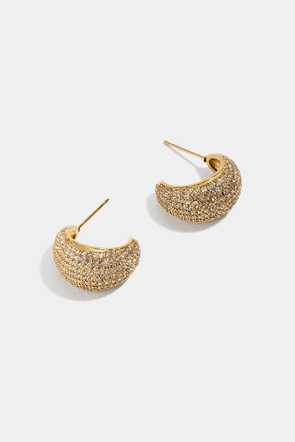 Hoops i stål med 18 karat guld og besætning af kubisk zirkonia