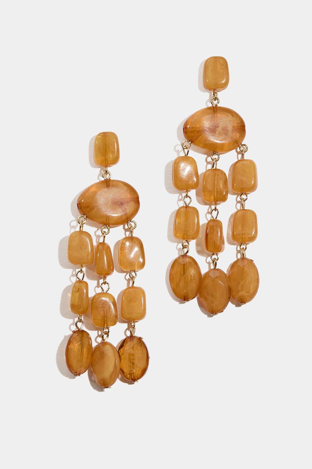 Øreringe med brun-orange marmorerede perler
