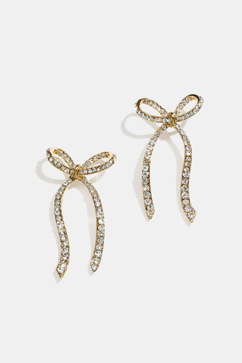 Guldfarvede øreringe med sløjfer med rhinsten