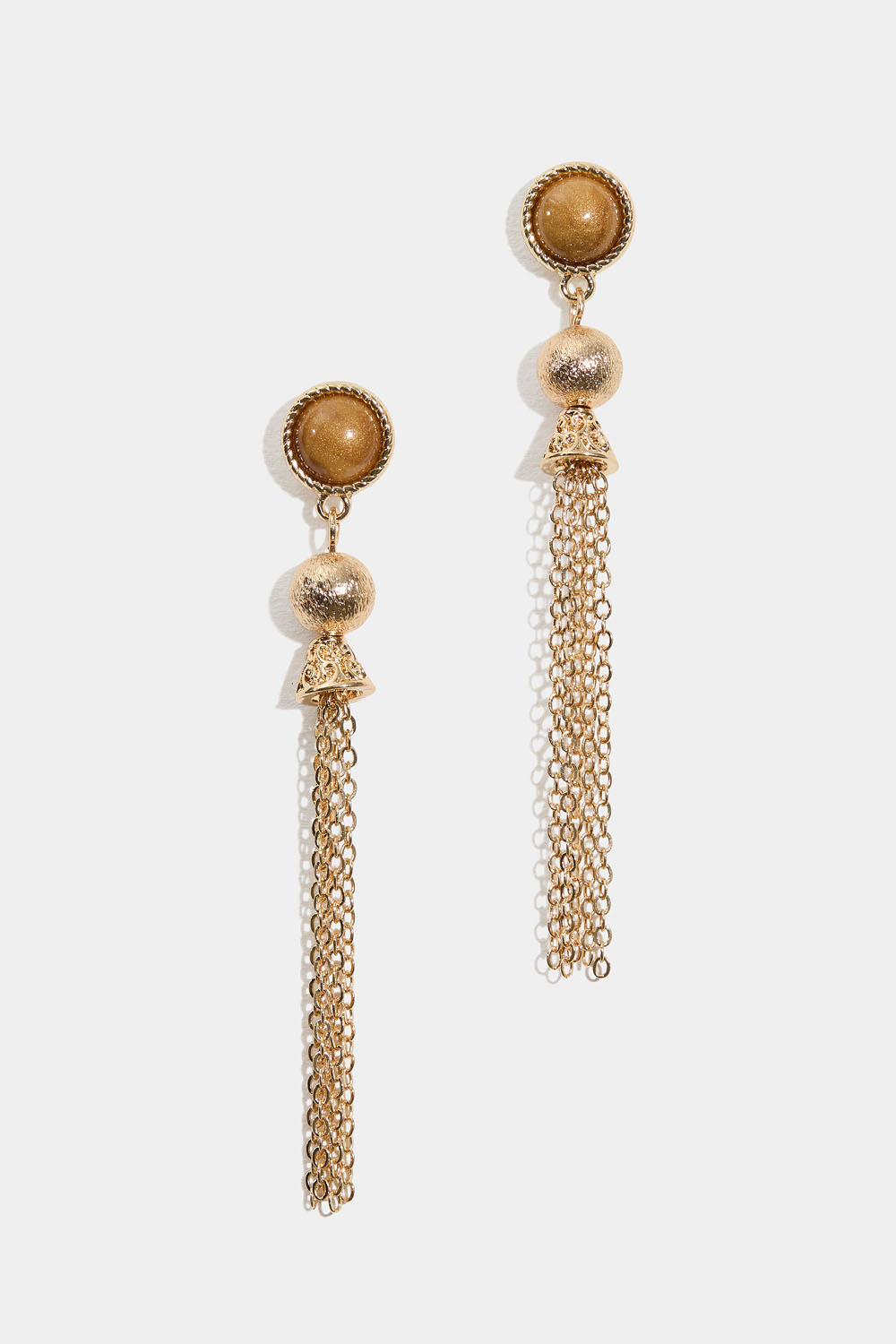 Øreringe med lysebrun perle