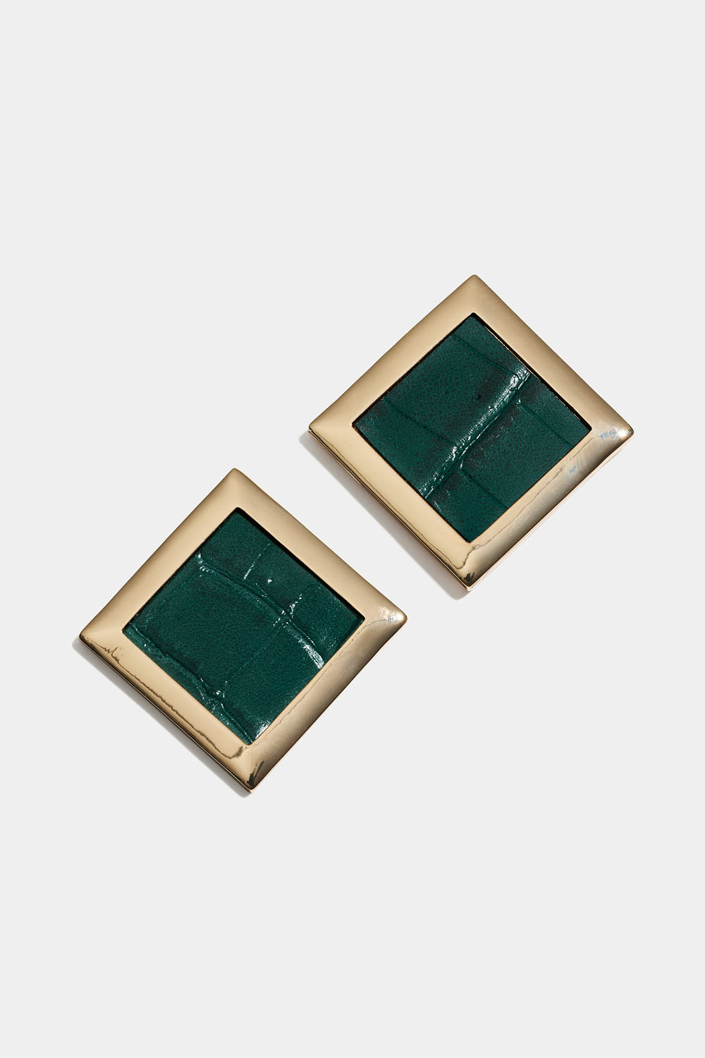 Firkantede øreringe med grønt kunstlæder