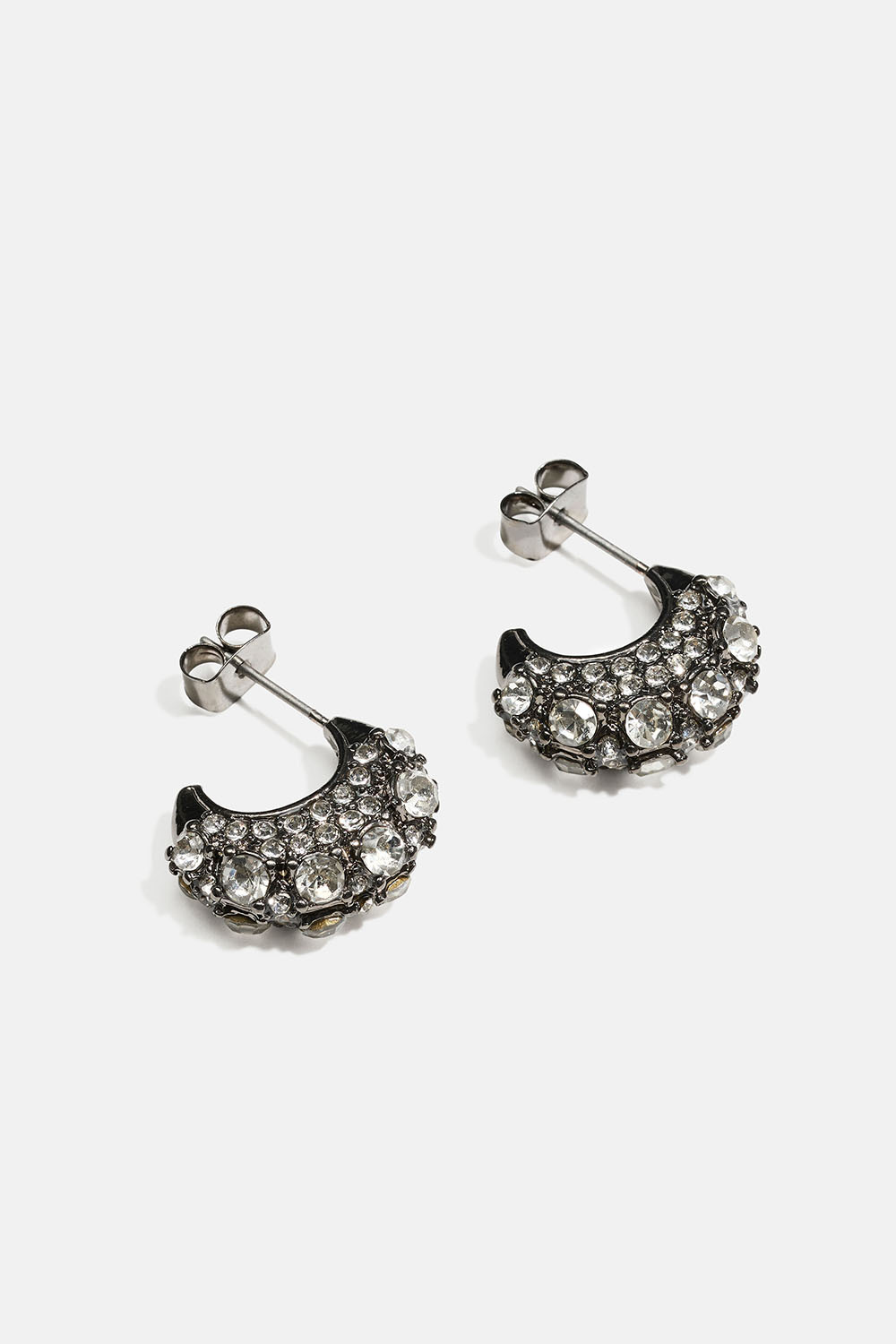 Små grå hoops med rhinsten