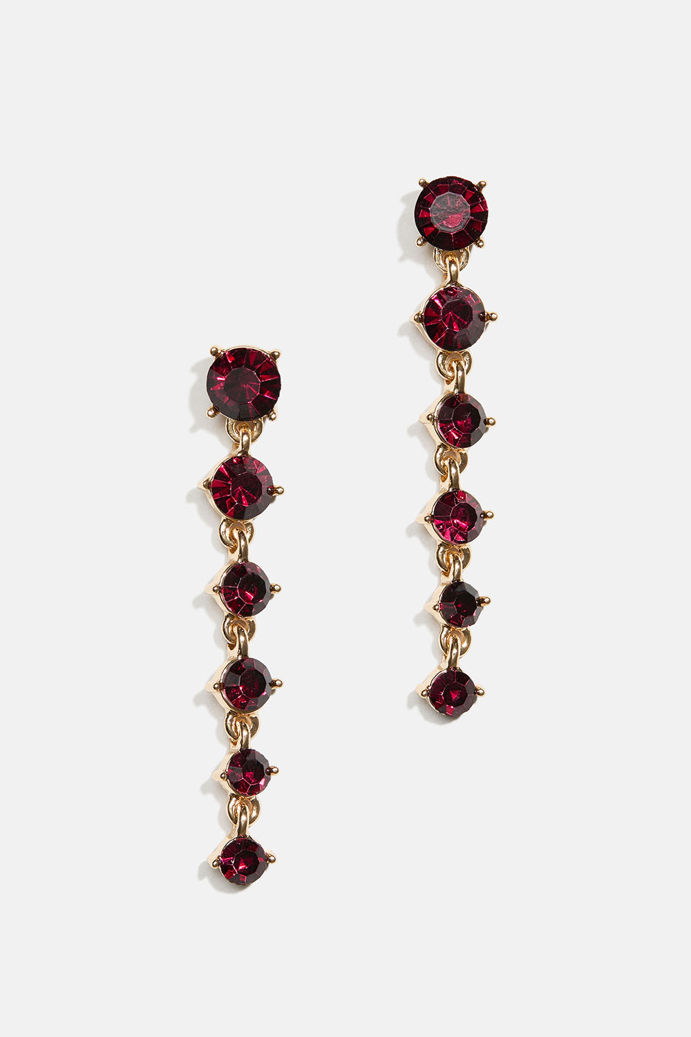 Øreringe med bordeaux runde glassten