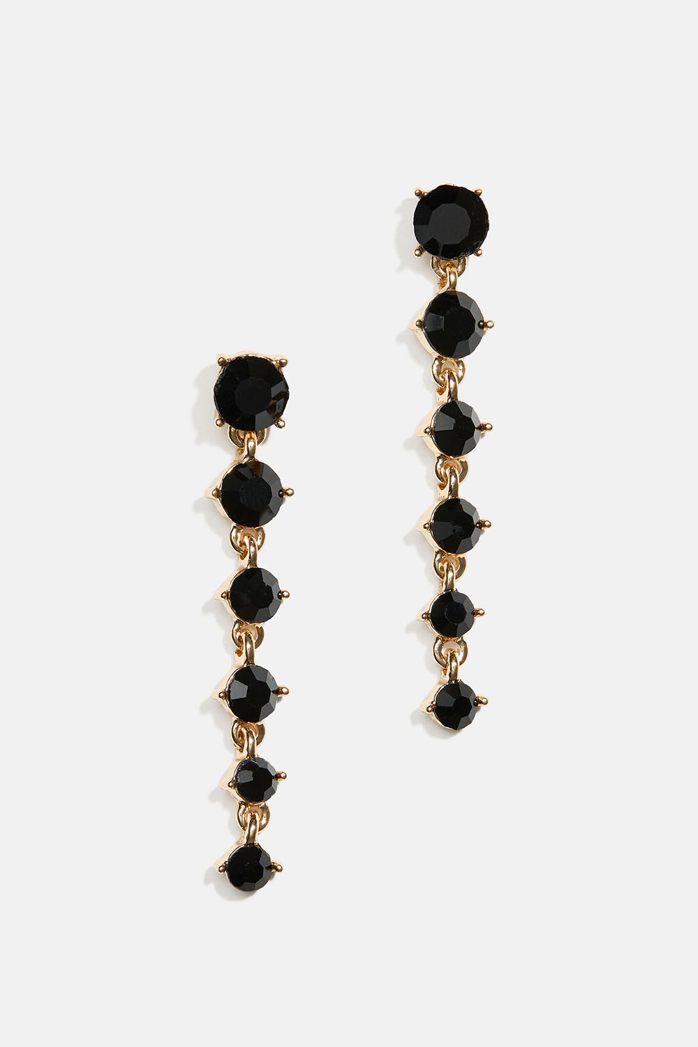 Øreringe med sorte runde glassten