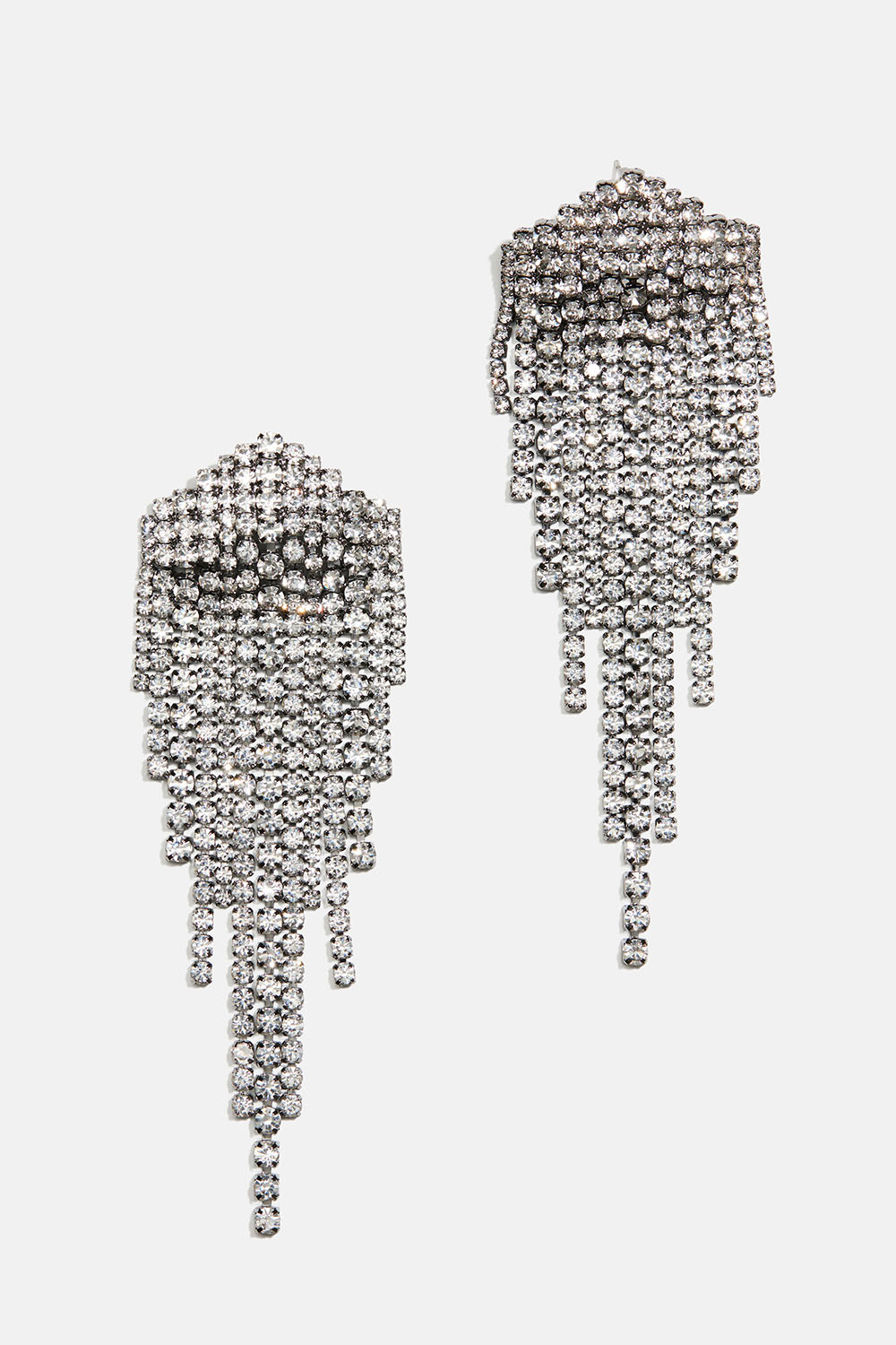 Mørkegrå, kantede rhinsten-øreringe