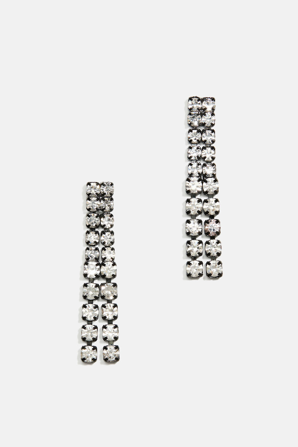 Mørkegrå rhinsten-øreringe