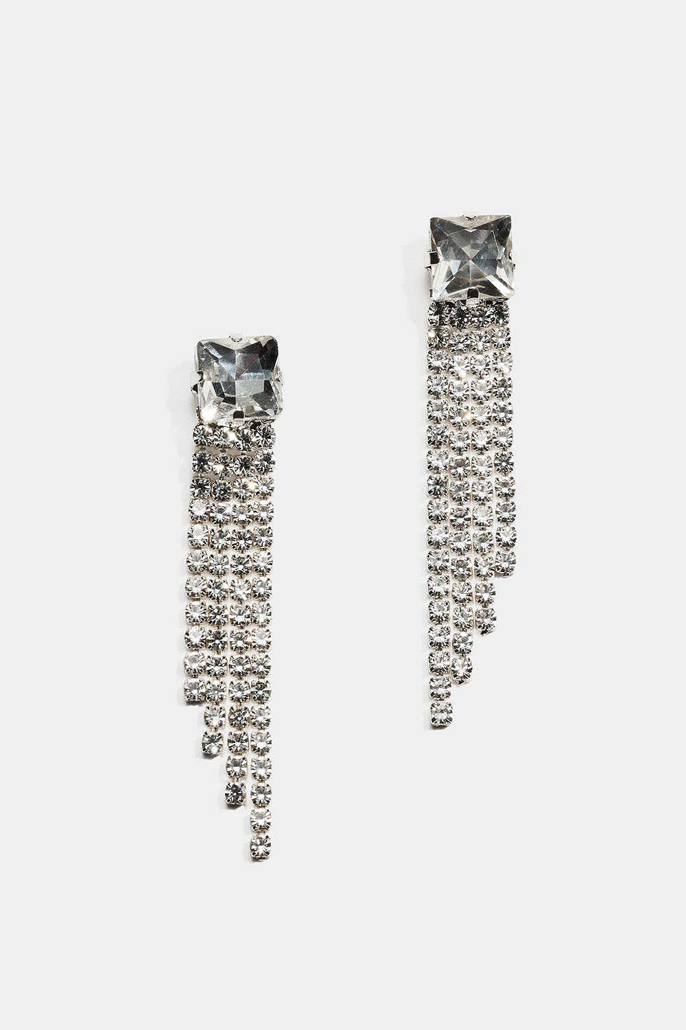 Øreringe med kvadratiske glassten og led af similisten