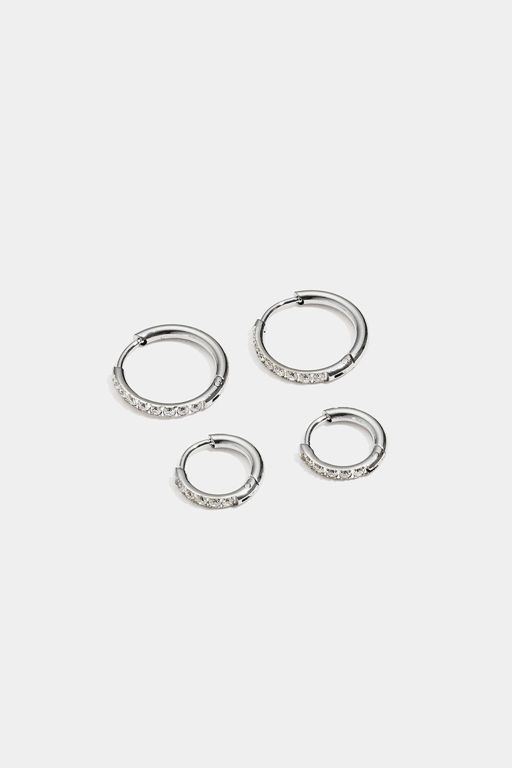 HHoops i stål med Cubic Zirconia, 2-pak