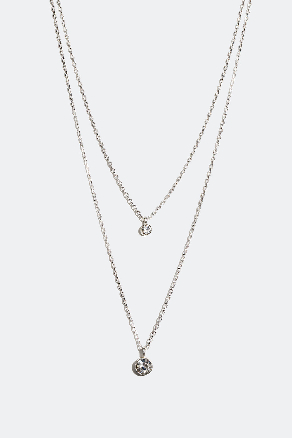 Dobbelthalskæde med to små glassten