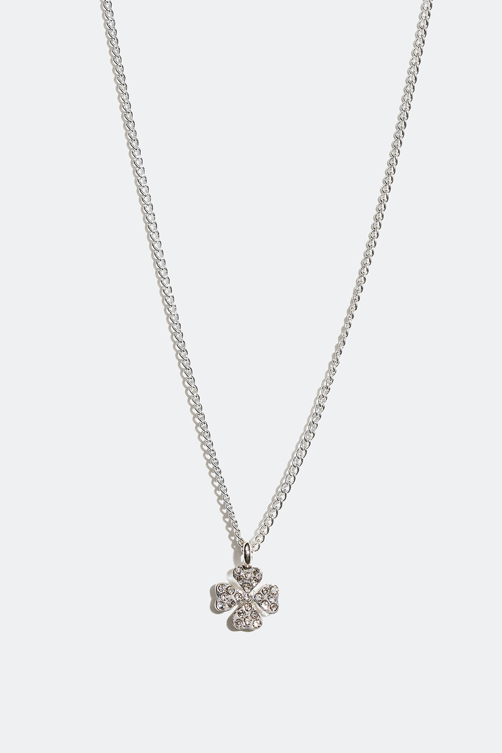 Halskæde med lille firkløver i rhinsten