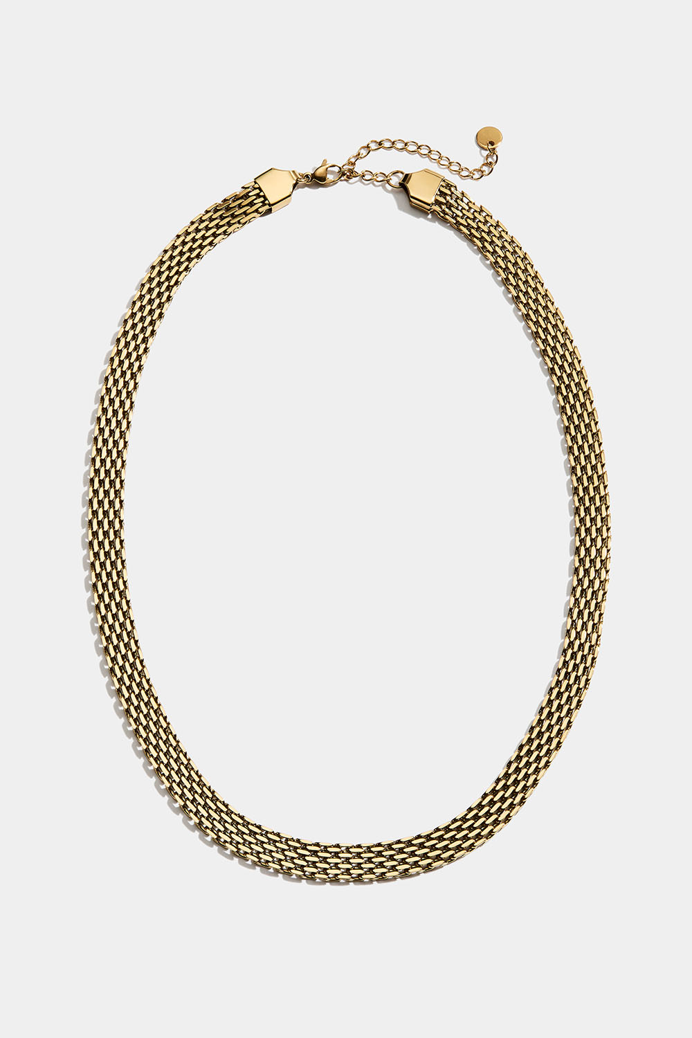 Flad kæde-halskæde i stål med 18 karat guld