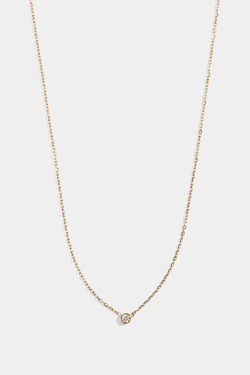 Tynd kæde-halskæde i stål med 18 karat guld og Cubic Zirconia