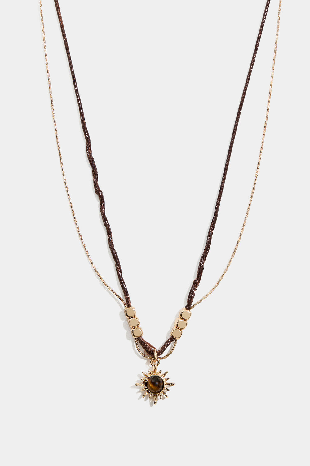 Halskæde med sol og tigerøje-kvarts