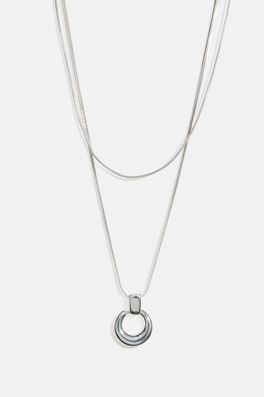 Dobbelt halskæde med rundt vedhæng