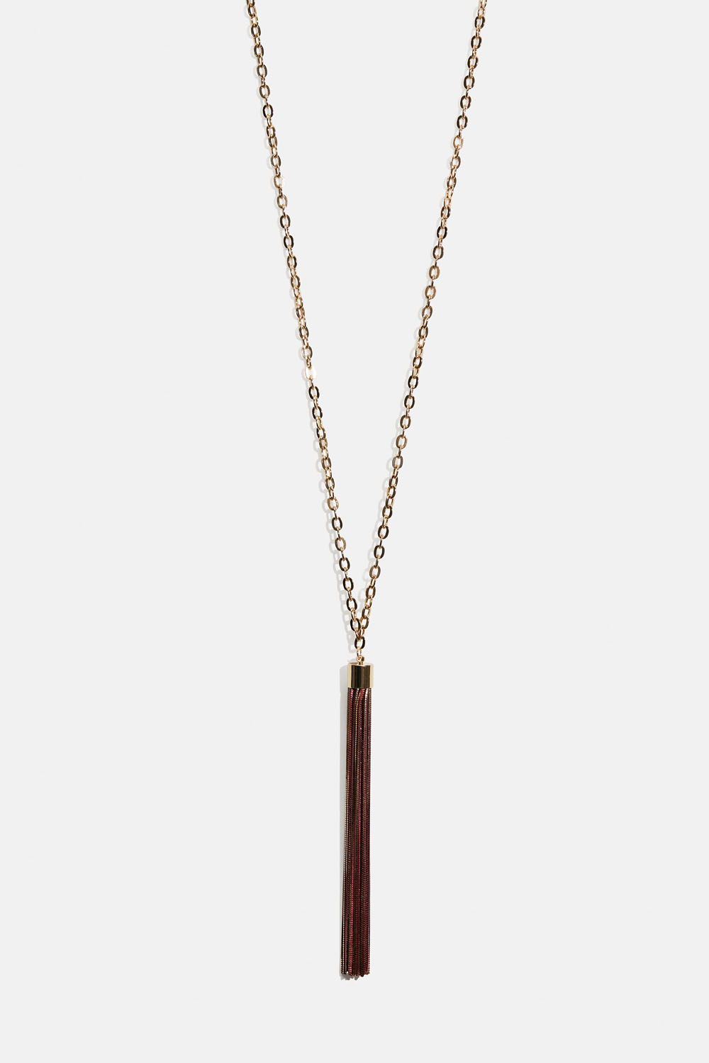 Lang halskæde med rødt vedhæng