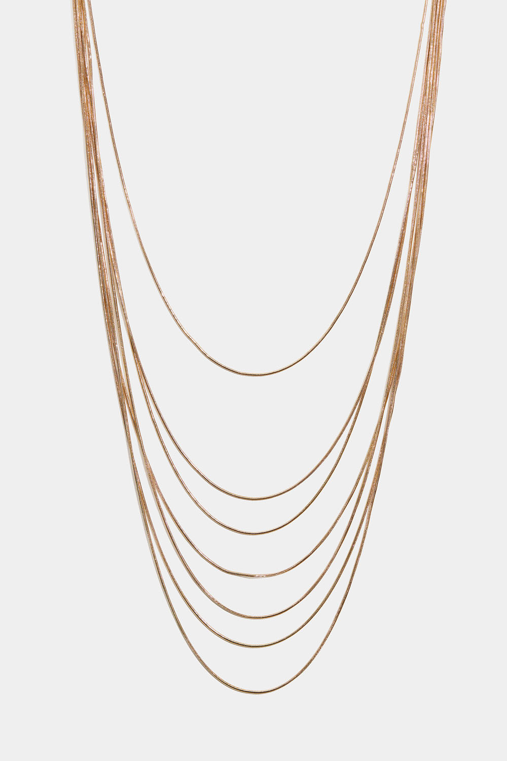 Guldfarvet multihalskæde med afrundet kæde