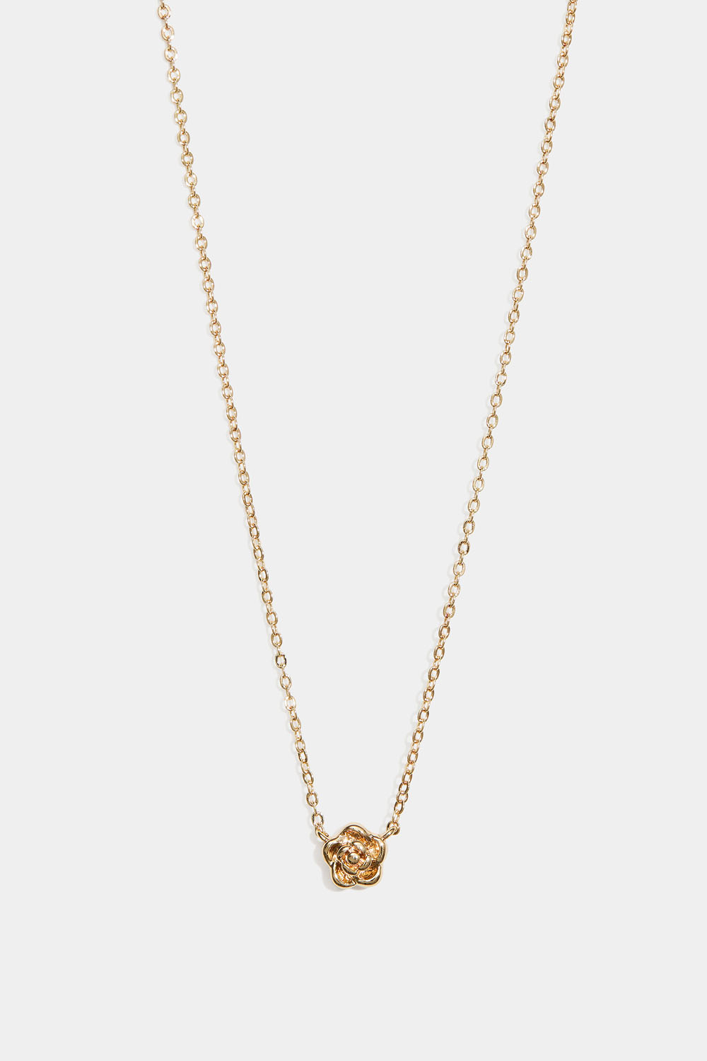 Guldfarvet halskæde med lille rose