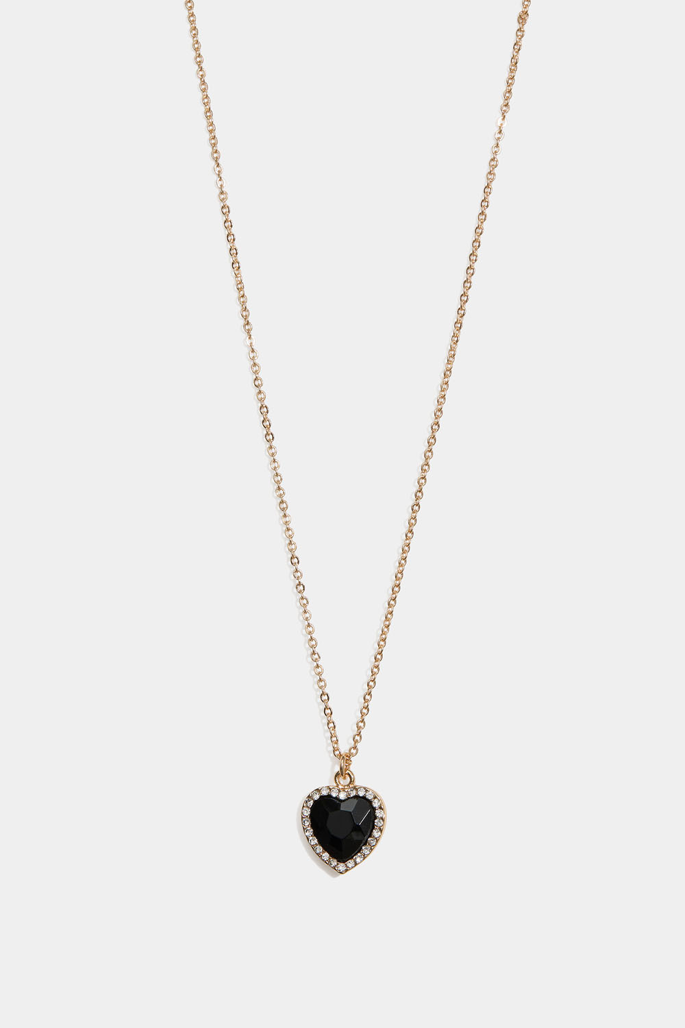 Halskæde med sort hjerteformet glassten