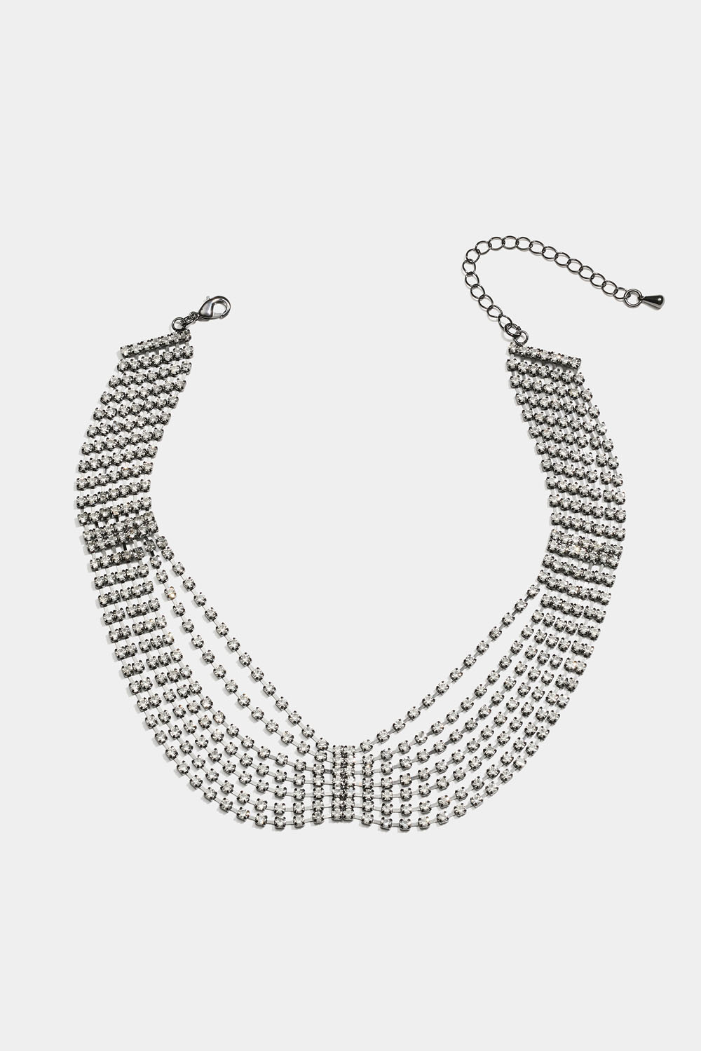 Mørkegrå choker med rhinsten